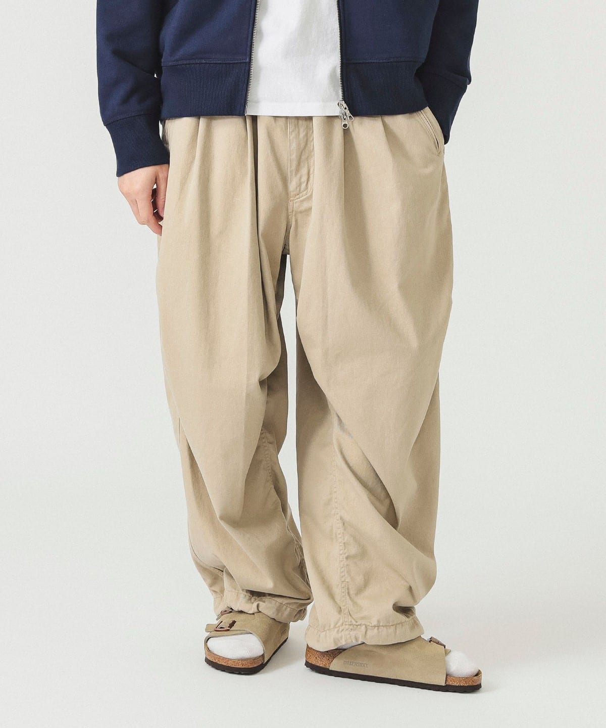 2プリーツ バルーン チノパンツ パンツ MEN BEIGE L 2プリーツ バルーン チノパンツ パンツ MEN BEIGE L