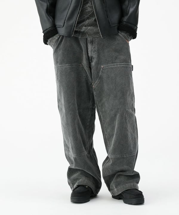 BEAMS Wide Straight Double Knee Corduroy Work Pants (Pants, Casual