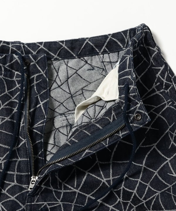 INDIGO JACQUARD "SPIDER"OVER PANTS 快適な穿き心地を叶えるウエスト紐