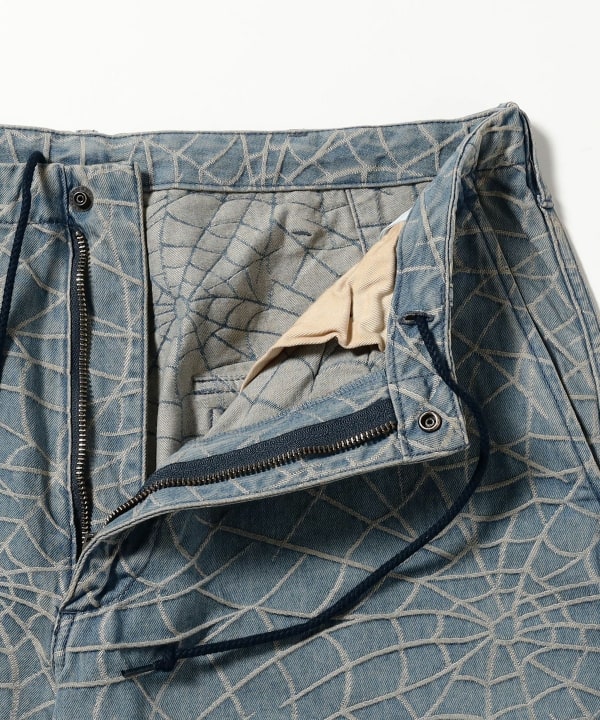 INDIGO JACQUARD "SPIDER"OVER PANTS 快適な穿き心地を叶えるウエスト紐