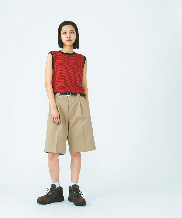 BlessU ブラウン フーディと赤ショートパンツセット お得！ plusnao ショートパンツ ホットパンツ レディース ジョギング