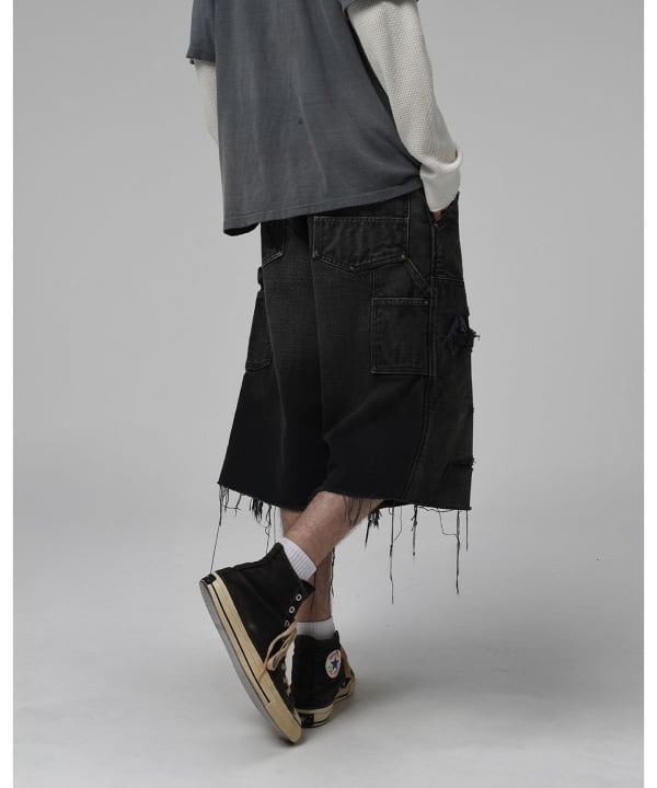 【別注】BOW WOW / Double Knee Duck Cut-off Shorts-Black