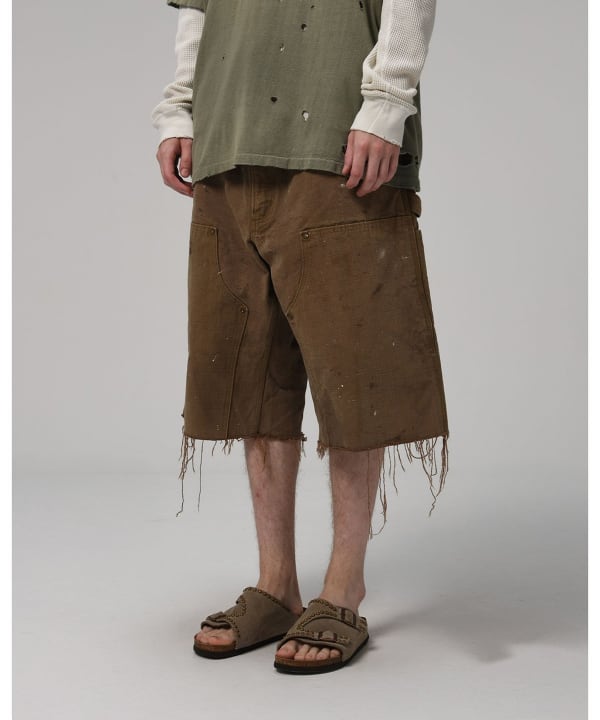 【別注】BOW WOW / Double Knee Duck Cut-off Shorts-Khaki