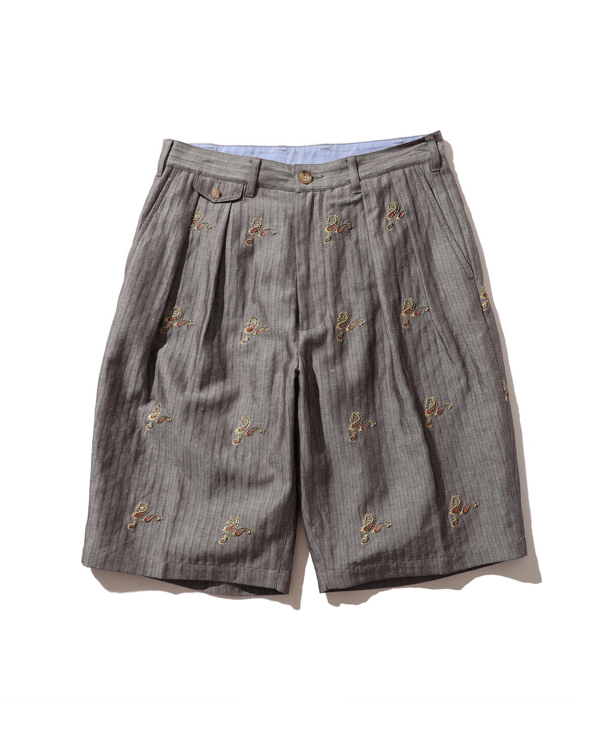 2プリーツ エンボスヘリンボーン ショートパンツ パンツ MEN BROWN S 2プリーツ エンボスヘリンボーン ショートパンツ パンツ MEN BROWN S