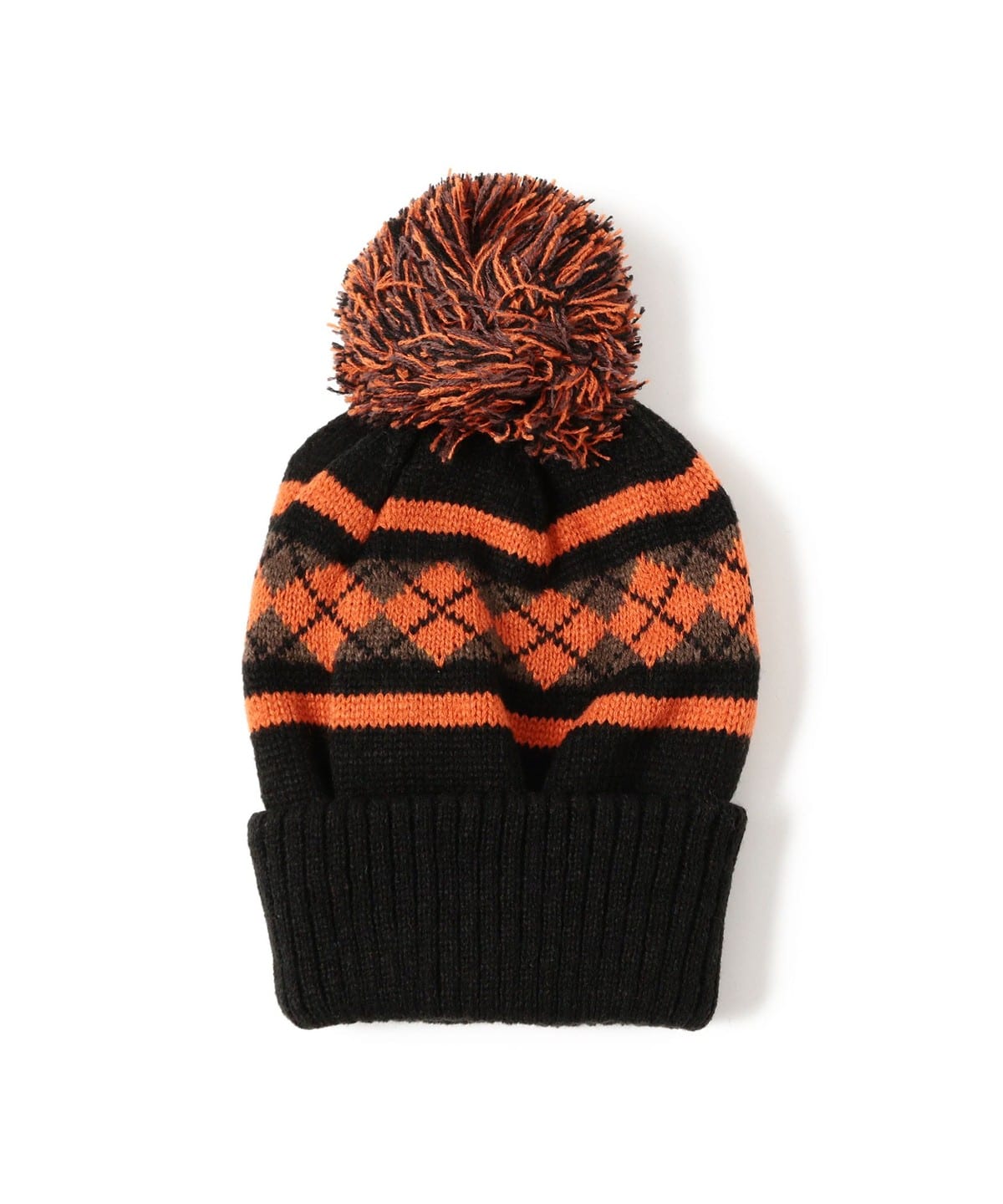 BEAMS（ビームス）アーガイル ボンボン ニットキャップ（帽子 ニット