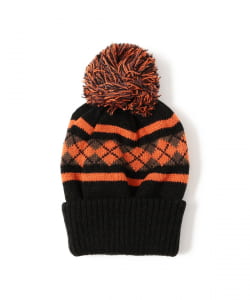 アーガイル ボンボン ニットキャップ