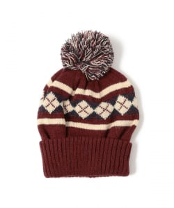 アーガイル ボンボン ニットキャップ