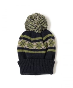 アーガイル ボンボン ニットキャップ