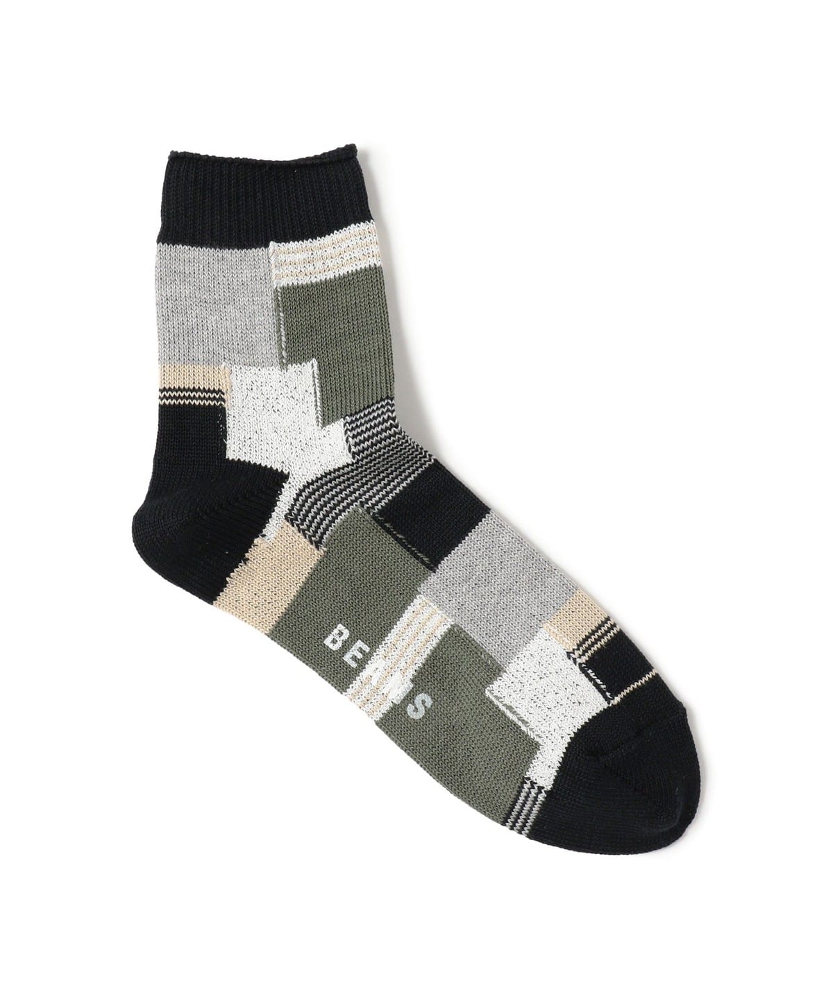 パッチワーク クォーター ソックス レッグウェア MEN BLACK ONE SIZE パッチワーク クォーター ソックス レッグウェア MEN BLACK ONE SIZE