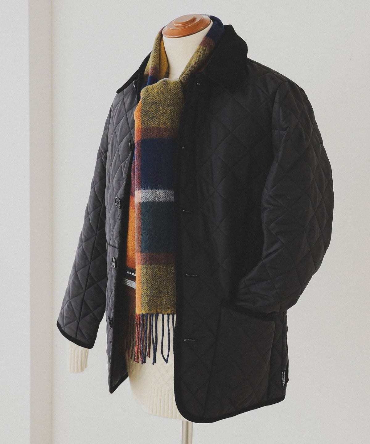 BEAMS 新品 ウール チェックマフラー　ビームス　ブラウン BEAMS（ビームス）ウィンドウペンチェック アルパカ マフラー