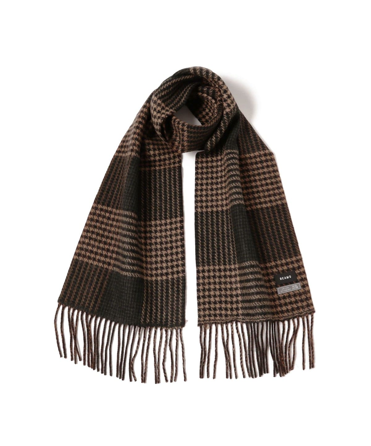 千鳥 ブロックチェック マフラー ファッション雑貨 MEN BROWN ONE SIZE 千鳥 ブロックチェック マフラー ファッション雑貨 MEN BROWN ONE SIZE