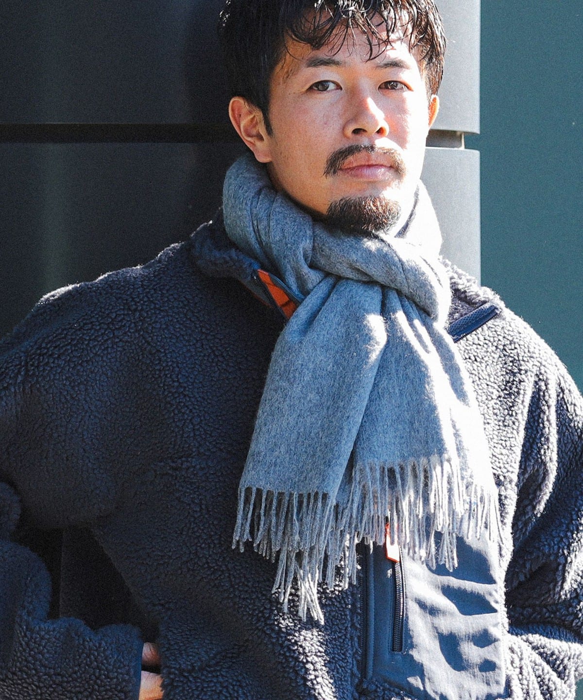 美品★isaac sellam スヌード マフラー 春物 アイザックセラム スヌード マフラー メンズ ニット ストール カシミアタッチ 厚手