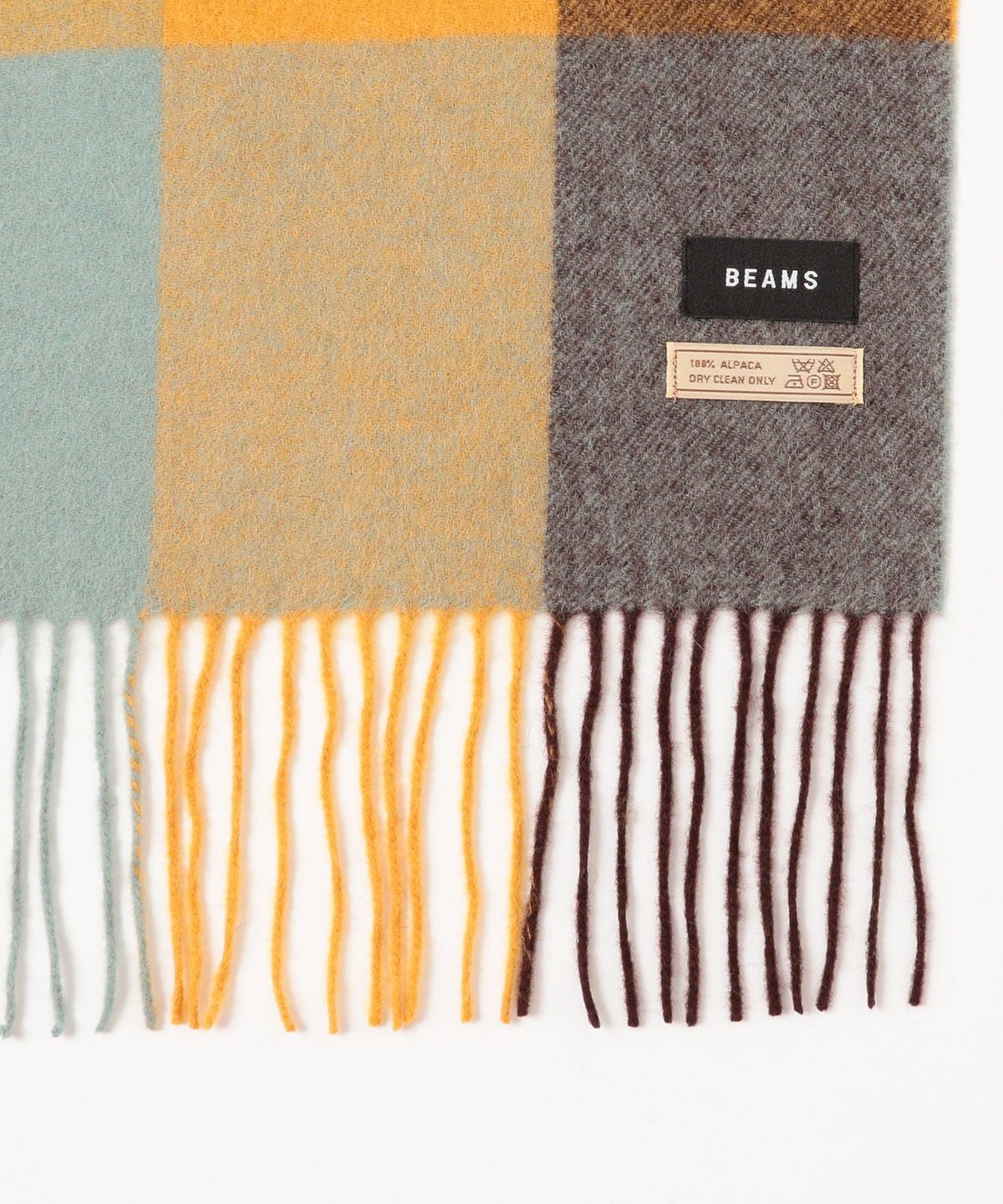 BEAMS（ビームス）ブロックチェック アルパカ マフラー（ファッション