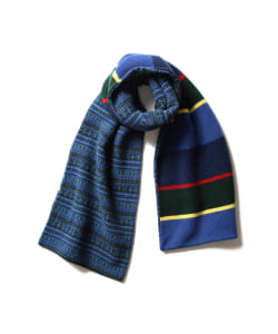 ▲BEAMS PLUS / ジャカード リバーシブル ストライプ フェアアイル マフラー