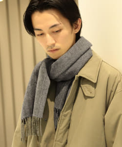▲BEAMS / チェック ソリッド リバーシブル マフラー