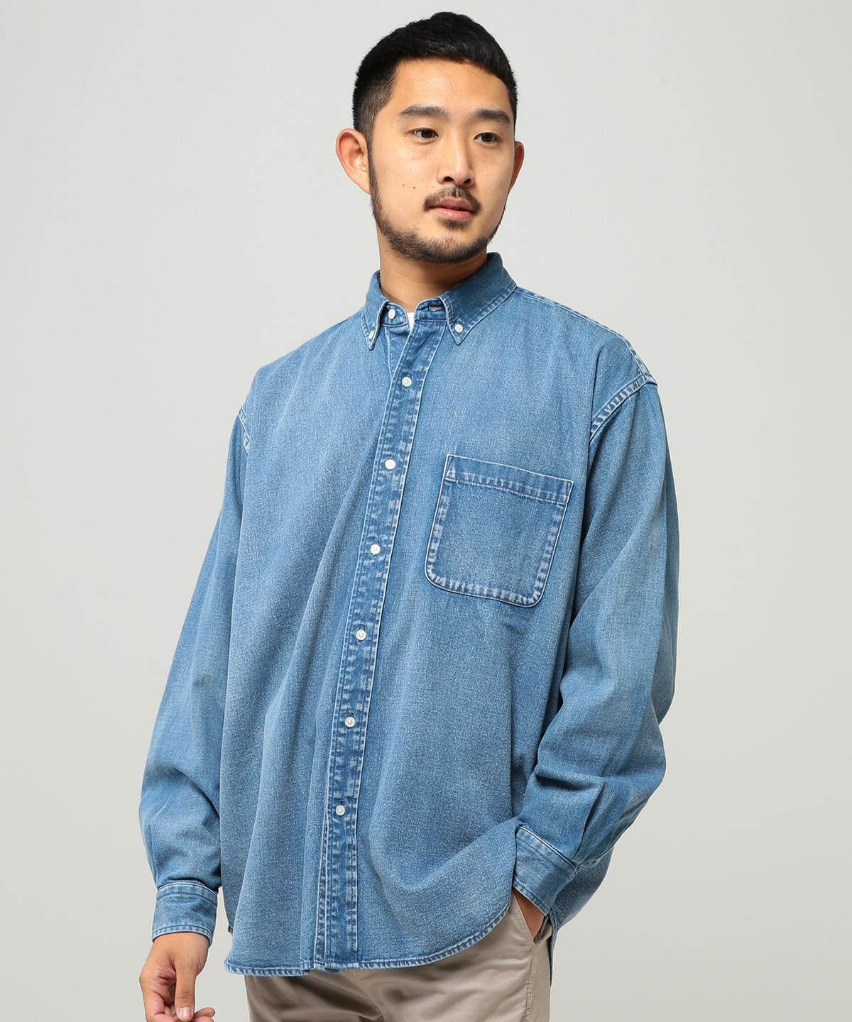 beams / 长袖宽大丹宁衬衫