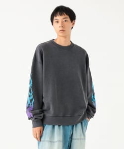 BEAMS / 男裝 寬短版 火焰衣袖 圓領衛衣