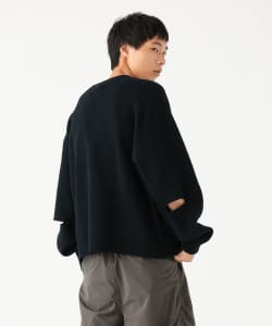 BEAMS / 男裝 寬短版 12G 開衩 針織衫