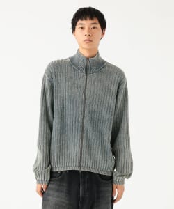 BEAMS / 男裝 寬鬆 色落 立領 拉鍊 針織衫