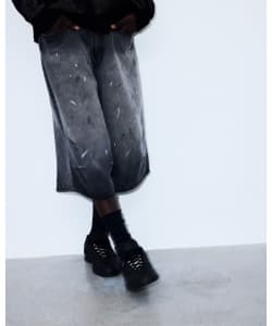 BEAMS / 男裝 寬版 丹寧 七分褲