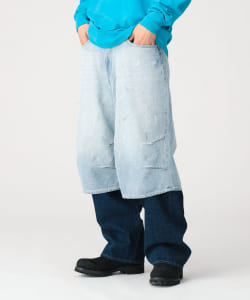 BEAMS / 男裝 寬版 丹寧 七分褲