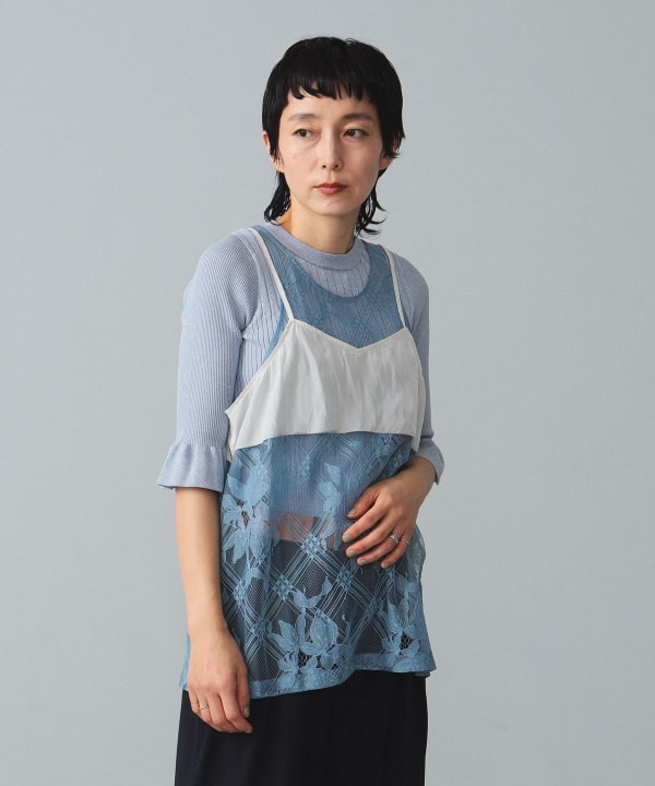 BEAMS BOY（ビームス ボーイ）maturely / Lace Satin Layered Tank Top 