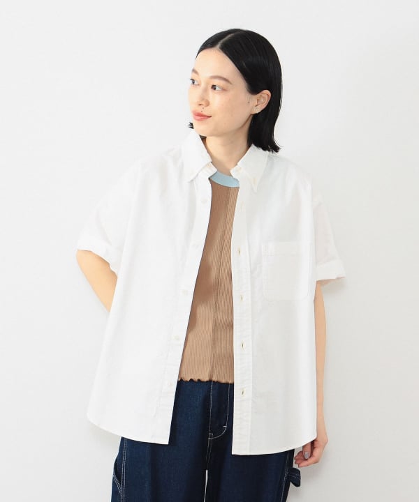 ビームスボーイ☆ビッグボタンダウンシャツ23FW ホワイトkm