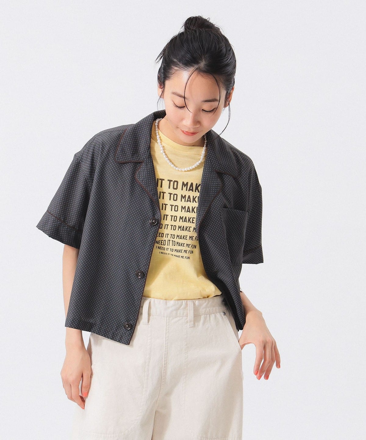 ドット オープン カラー ショートスリーブ シャツ・ブラウス WOMEN DARK. BROWN ONE SIZE ドット オープン カラー ショートスリーブ シャツ・ブラウス WOMEN DARK. BROWN ONE SIZE