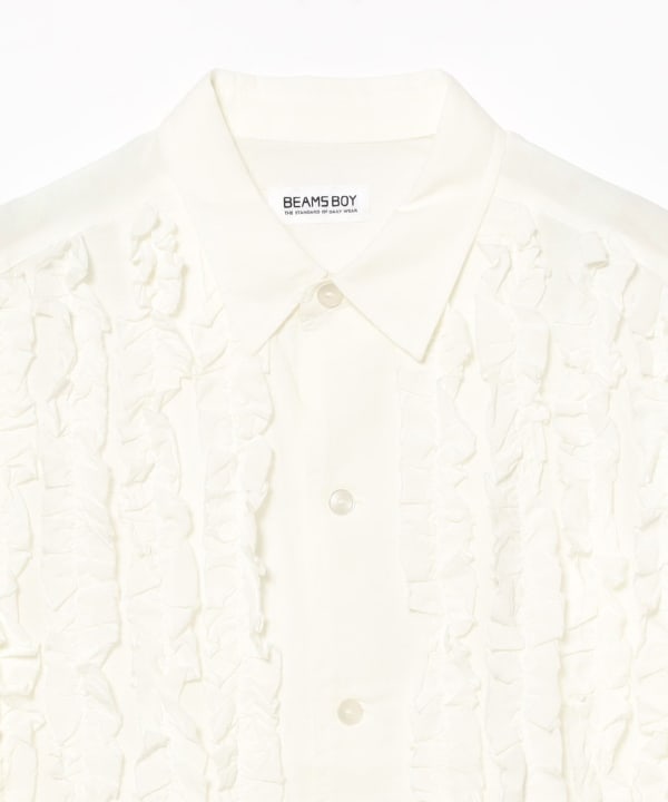 大特価!! BEAMS BOY（ビームス ボーイ）ドビー フリル ショートスリーブ トップス