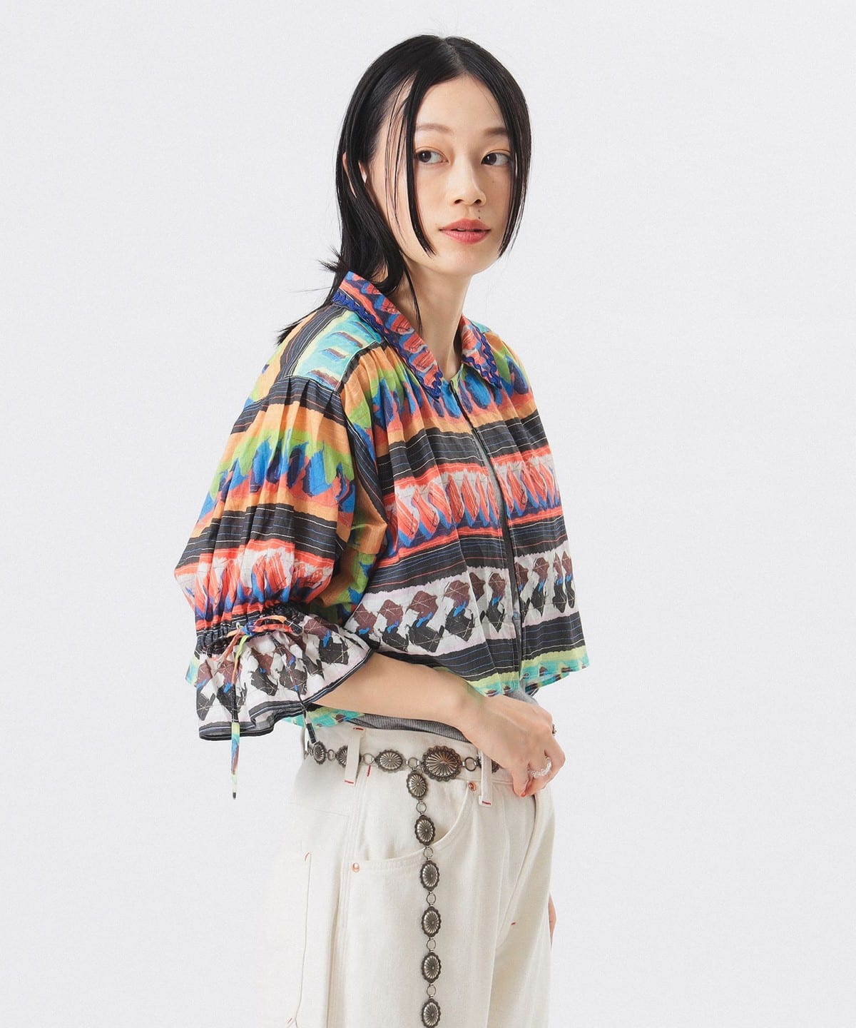 セミノール プリント ショートスリーブ シャツ・ブラウス WOMEN BLACK ONE SIZE セミノール プリント ショートスリーブ シャツ・ブラウス WOMEN BLACK ONE SIZE