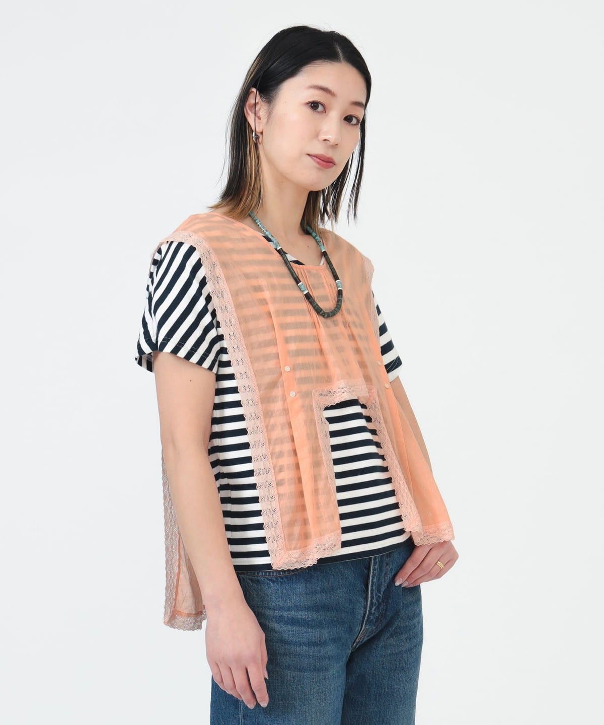 〈WOMEN〉レース ビブ ノースリーブ シャツ・ブラウス WOMEN APRICOT ONE SIZE 〈WOMEN〉レース ビブ ノースリーブ シャツ・ブラウス WOMEN APRICOT ONE SIZE