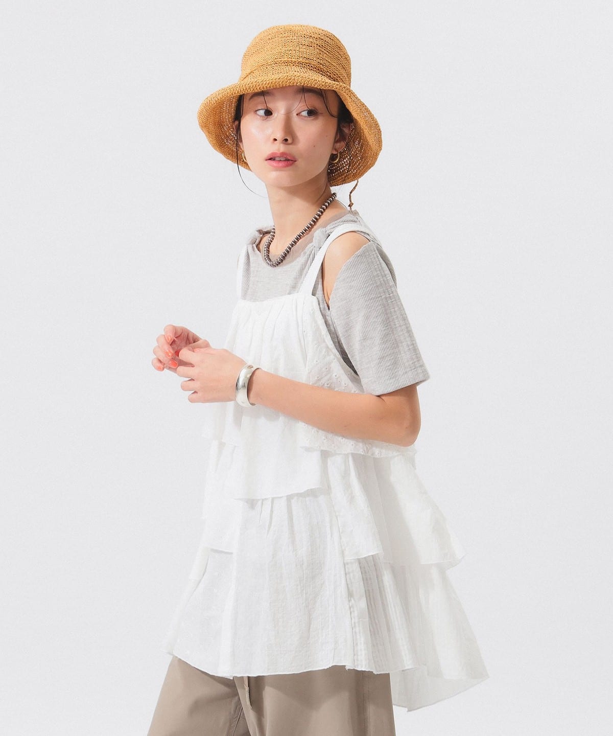 【別注】TORI-TO トリト / ティアード キャミソール シャツ・ブラウス WOMEN WHITE ONE SIZE 【別注】TORI-TO トリト / ティアード キャミソール シャツ・ブラウス WOMEN WHITE ONE SIZE