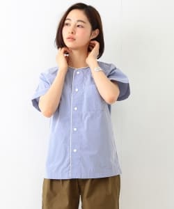 BEAMS BOY / パイピング スナップ Vネック シャツ