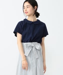 BEAMS BOY / カットワーク バックボタンシャツ