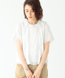 BEAMS BOY / ヴィンテージレース ラウンドカラー ショートスリーブ シャツ