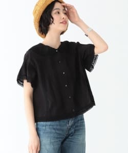 BEAMS BOY / ヴィンテージレース ラウンドカラー ショートスリーブ シャツ