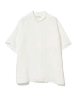 BEAMS BOY / リネン スタンドカラー ショートスリーブ シャツ