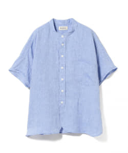 BEAMS BOY / リネン スタンドカラー ショートスリーブ シャツ