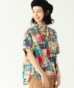 BEAMS BOY / ボーイ パッチワーク マドラス プルオーバー ショートスリーブ シャツ