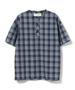BEAMS BOY / コットン ブロード チェック ヘンリーネック シャツ