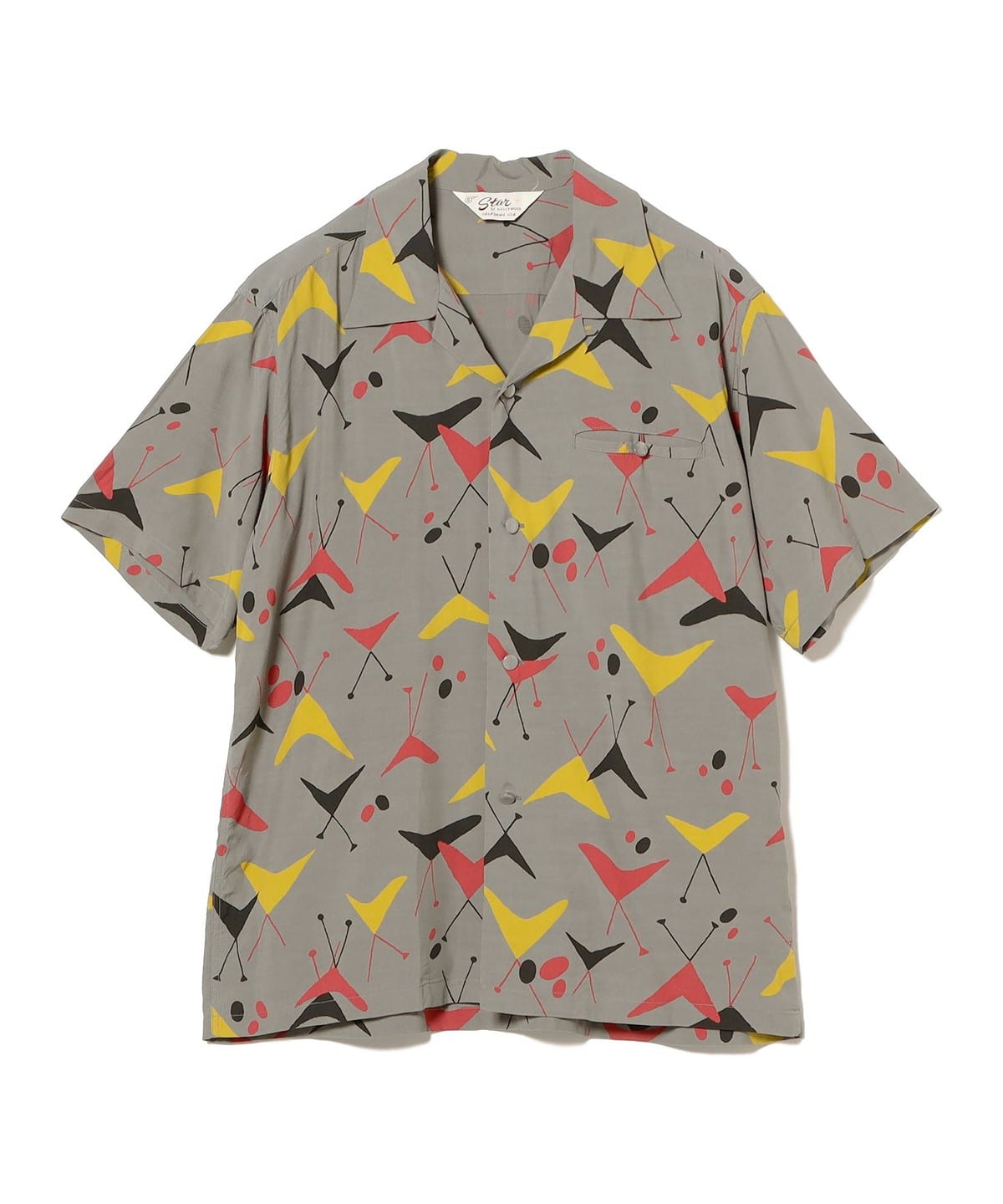 STAR OF HOLLYWOOD スター オブ ハリウッド / HIGH DENSITY RAYON OPEN SHIRT "ATOMIC" SHORT SLEEVE シャツ・ブラウス WOMEN GREY S STAR OF HOLLYWOOD スター オブ ハリウッド / HIGH DENSITY RAYON OPEN SHIRT "ATOMIC" SHORT SLEEVE シャツ・ブラウス WOMEN GREY S