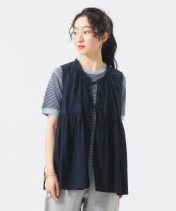 【+10%ポイントUP】コットン ギャザー ノースリーブ