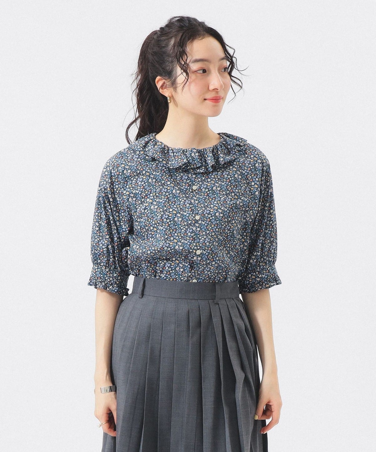 新品 BEAMS BOY LIBERTY リバティ花柄 ロングシャツ チュニック 【公式