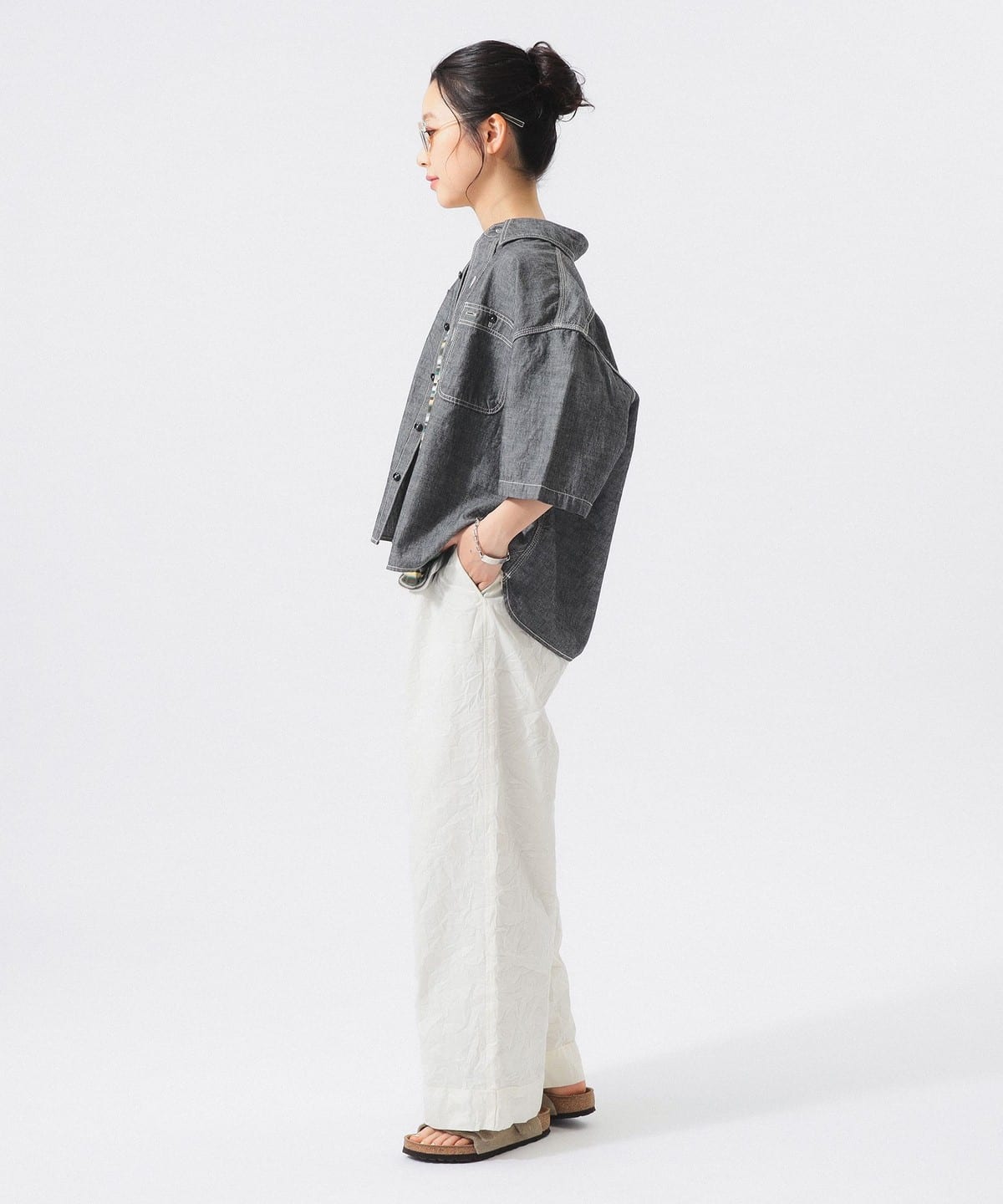 【未使用】BEAMS BOY シャツ シャンブレー ショートスリーブ レディース BEAMS BOY（ビームス ボーイ）シャンブレー ショートスリーブ（シャツ