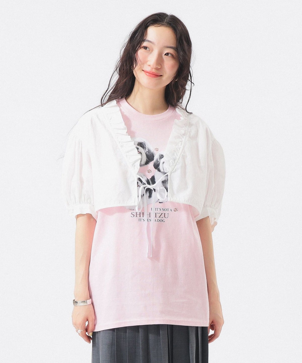 BEAMS BOY フリル付き半袖シャツ BEAMS BOY（ビームス ボーイ）フリル ショート ブラウス（シャツ