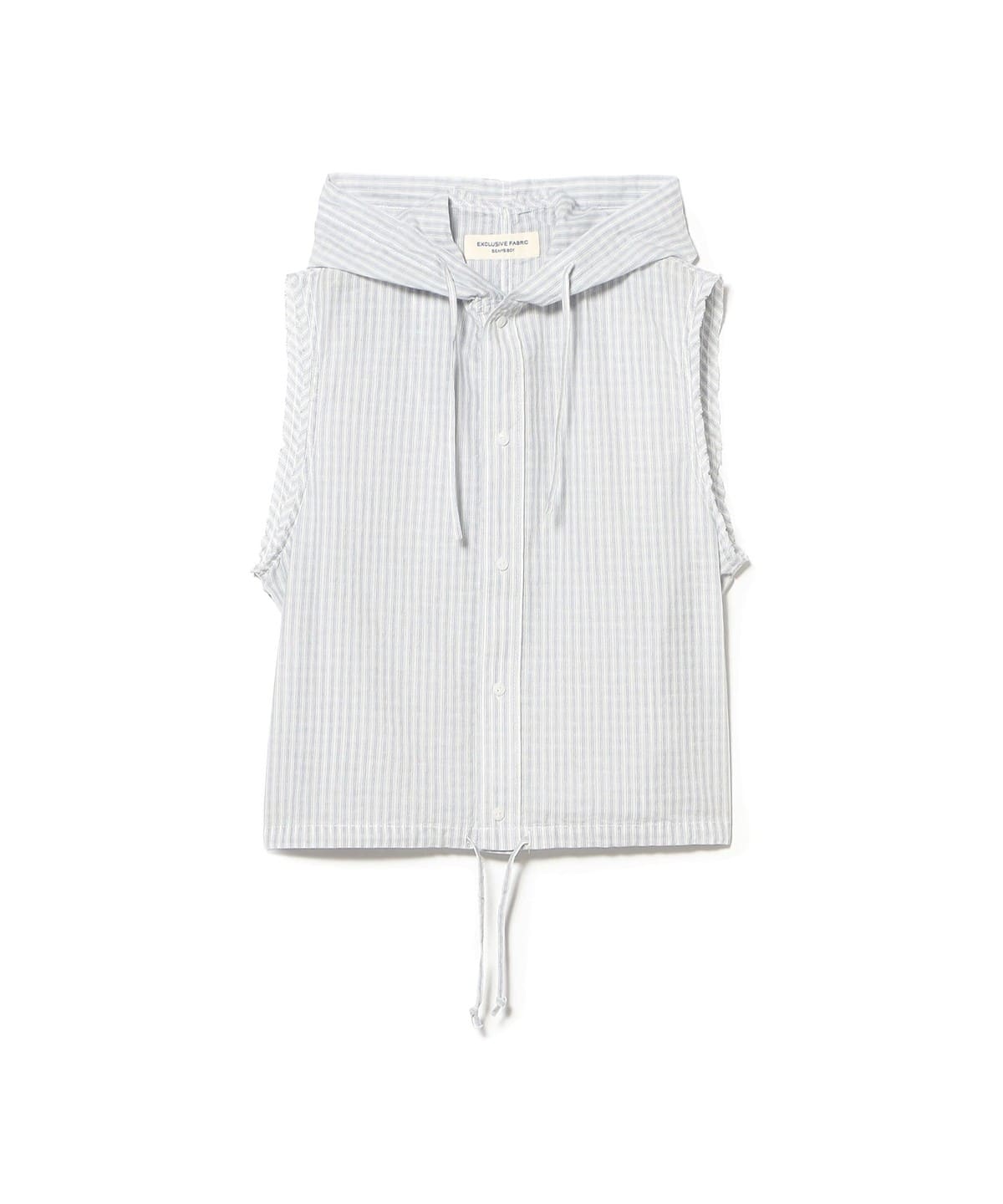 値引しました！BEAMS BOY ノースリーブベスト ホワイト BEAMS BOY（ビームス ボーイ）チェック ストライプ フーデッド