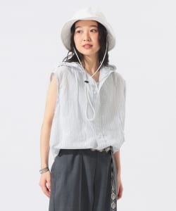 チェック ストライプ フーデッド ノースリーブ