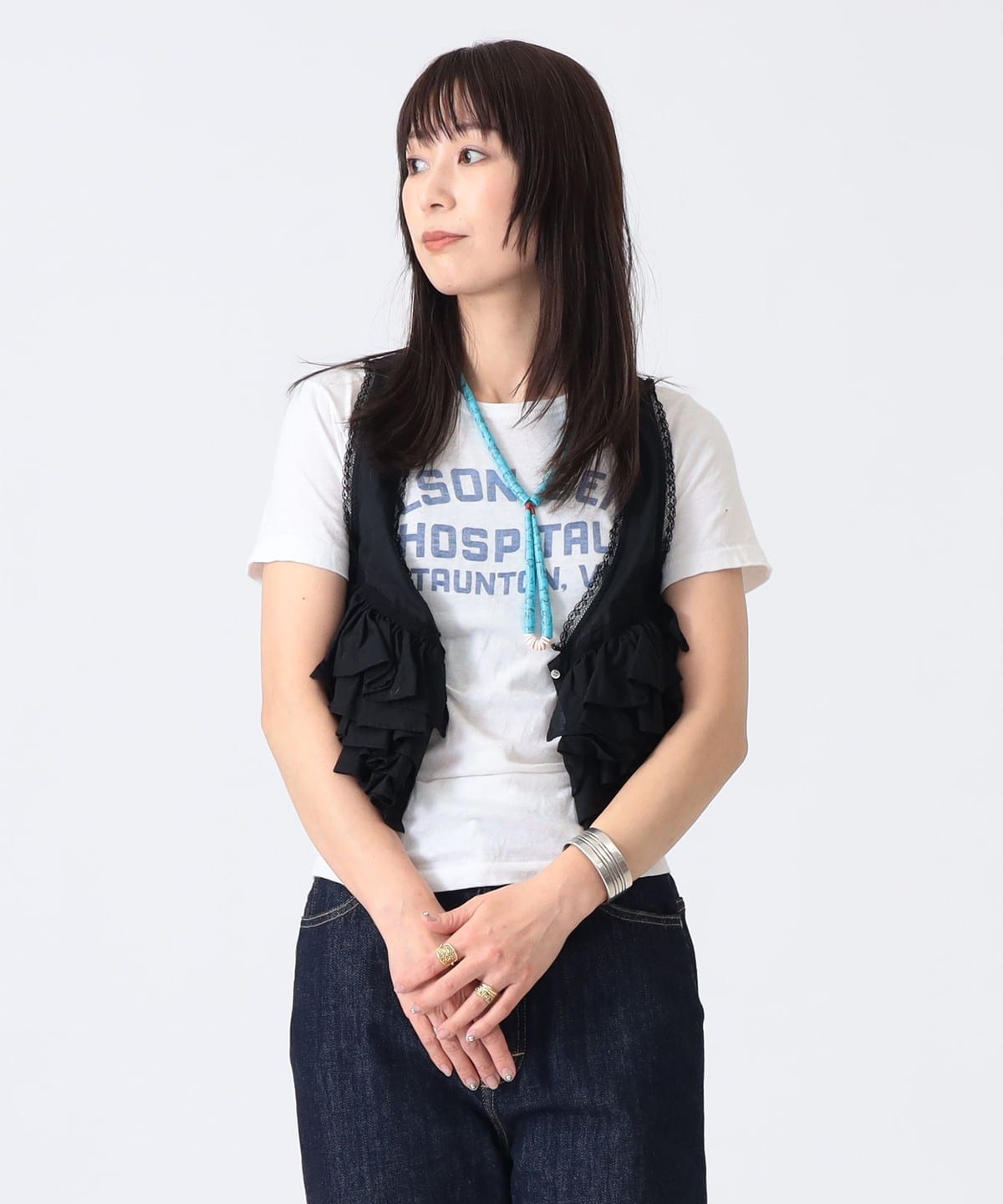 BEAMS JAPAN（ビームス ジャパン）〈WOMEN〉フリル ノースリーブ