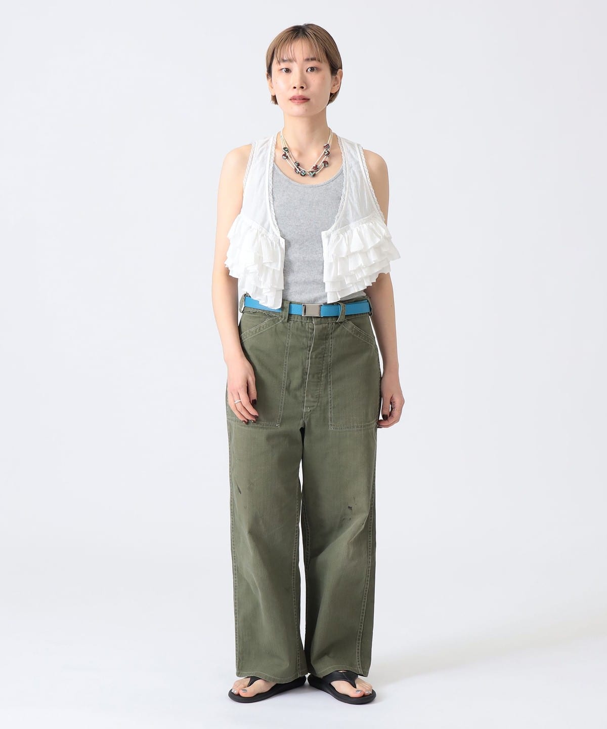 BEAMS JAPAN（ビームス ジャパン）〈WOMEN〉フリル ノースリーブ