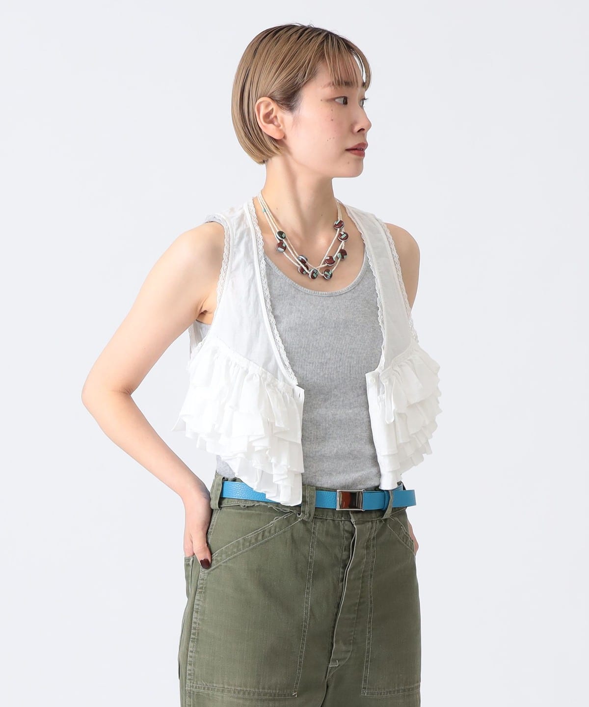 BEAMS JAPAN（ビームス ジャパン）〈WOMEN〉フリル ノースリーブ